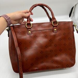 Patricia Nash Leather Solene Satchel with Crossbody Strap TanSgntrFloret